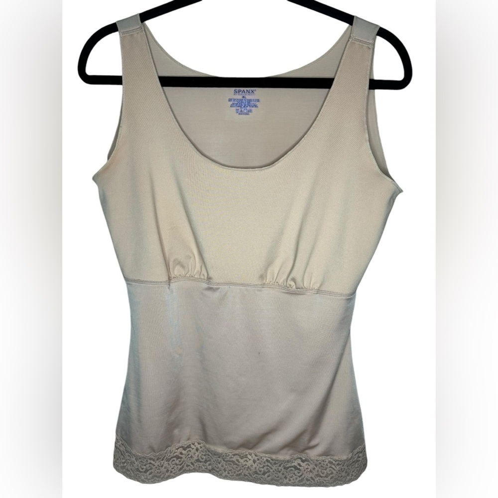 Spanx Lace Trim Body Shaping Tank Size XL Beige